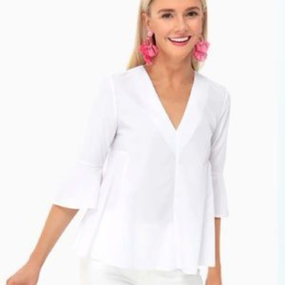 Tuckernuck White V-Neck Bell Sleeve Blouse